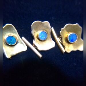 Gold platted Cufflinks with Blue Opal